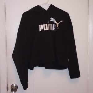 Puma Cropped Logo Pullover Hoodie Size Large